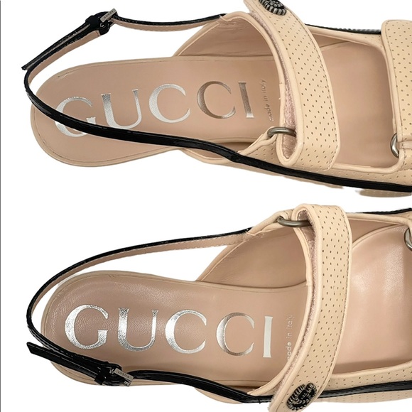 Gucci New in Box GG Skin Rose Perforated Leather Heels - Picture 10 of 16